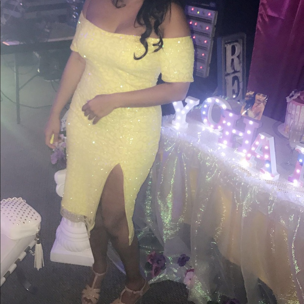 Yellow sparkling dress